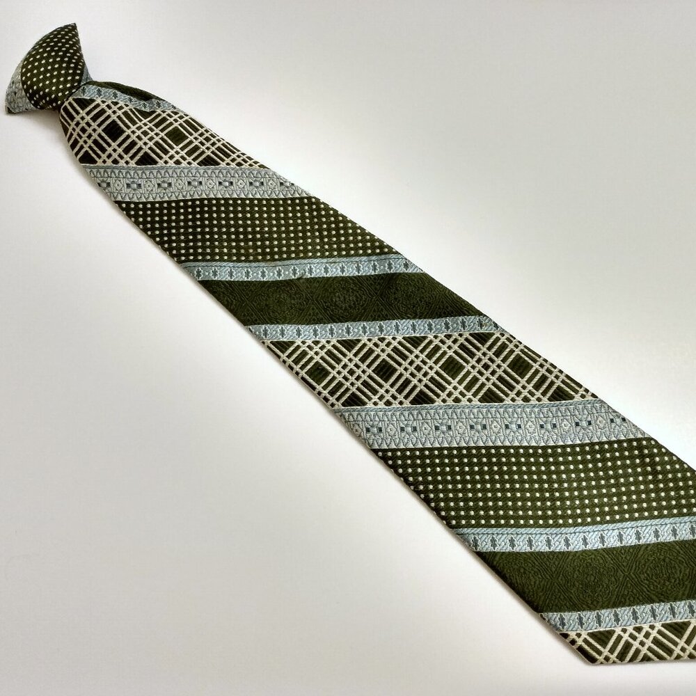 Vintage 60s 70s Green Clip-On Necktie Retro Neck Tie